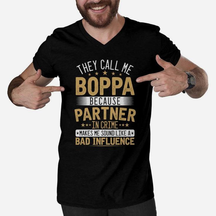Mens They Call Me Boppa - Xmasfather's Day Grandpa Men V-Neck Tshirt