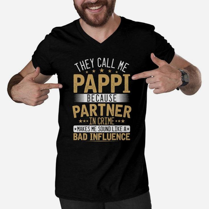 Mens They Call Me Pappi - Xmasfather's Day Grandpa Men V-Neck Tshirt