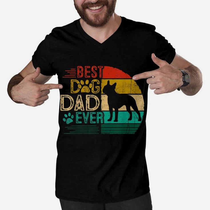 Mens Vintage Best Boston Terrier Ever Shirt Father's Day For Dad Men V-Neck Tshirt