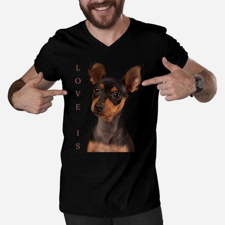 Miniature Pinscher Shirt Dog Mom Dad Tshirt Love Puppy Pet Men V-Neck Tshirt