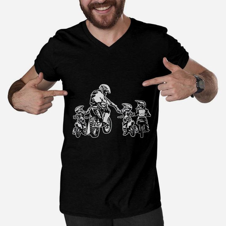 Motocross Dad And Son Men V-Neck Tshirt