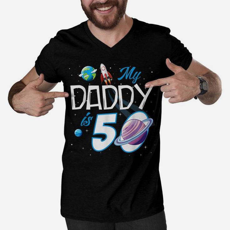 My Dad Is 50 Years Funny Daddy Father 50Th Years Birthday Men V-Neck Tshirt