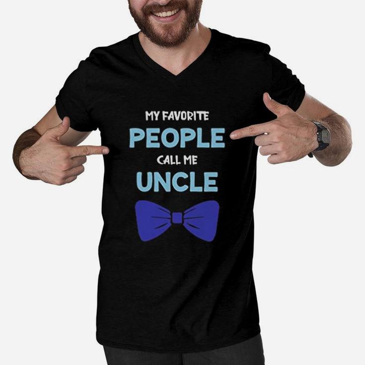 My Favorite People Call Me Uncle Blue Bow Men V-Neck Tshirt