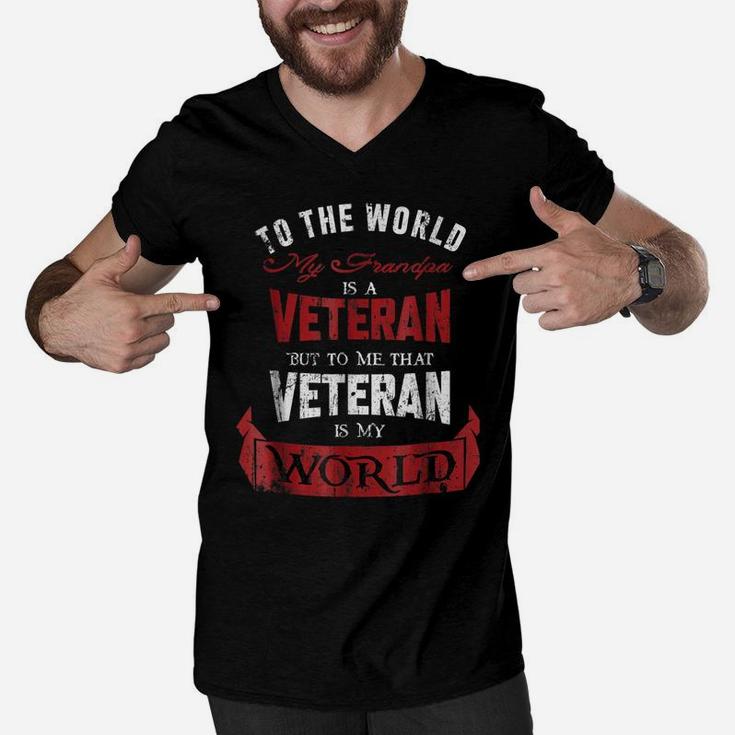 My Grandpa Is A Veteran Shirt For Boys & Girls Veteran Kids Men V-Neck Tshirt