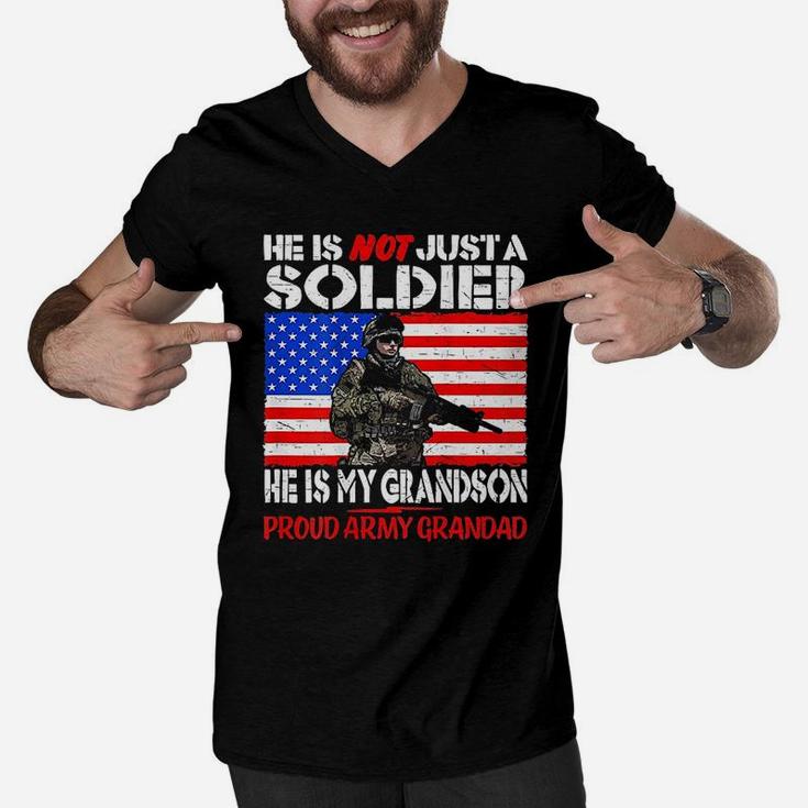 My Grandson My Soldier Proud Army Grandad Men V-Neck Tshirt