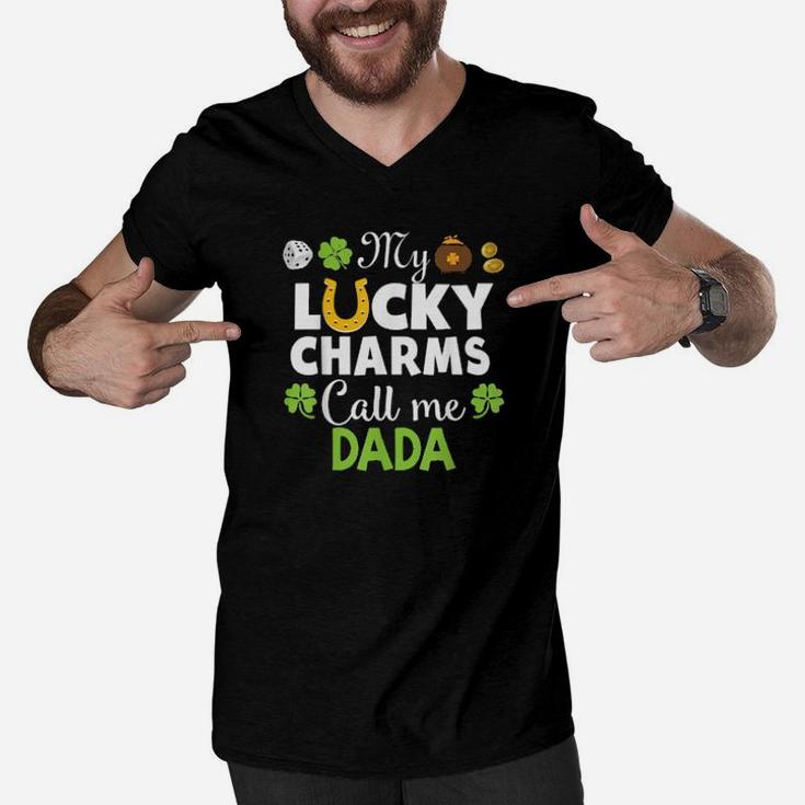 My Lucky Charms Call Me Dada Shamrock St Patrick Horseshoe Men V-Neck Tshirt