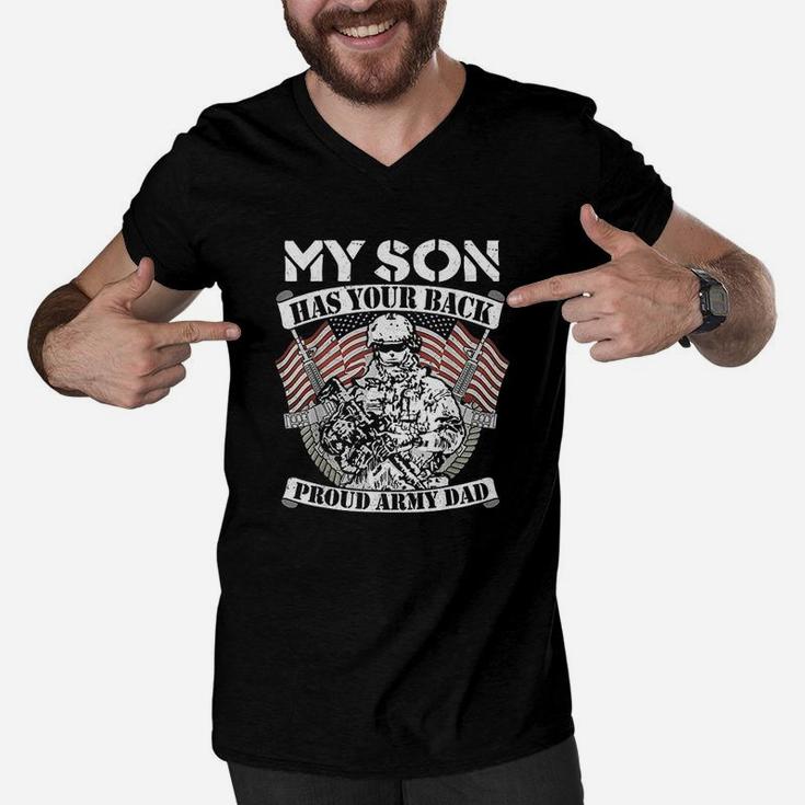 My Son Has Your Back Proud Army Dad Men V-Neck Tshirt