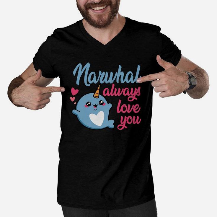 Narwhal Always Love You Cute Valentine Gift Happy Valentines Day Men V-Neck Tshirt