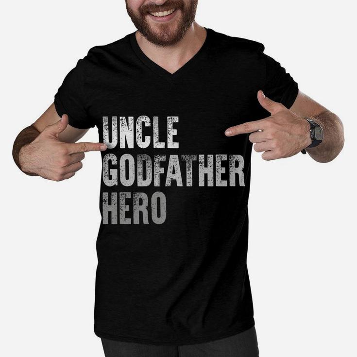 New Uncle Godfather Hero Christmas Birthday Gift Brother Men Men V-Neck Tshirt