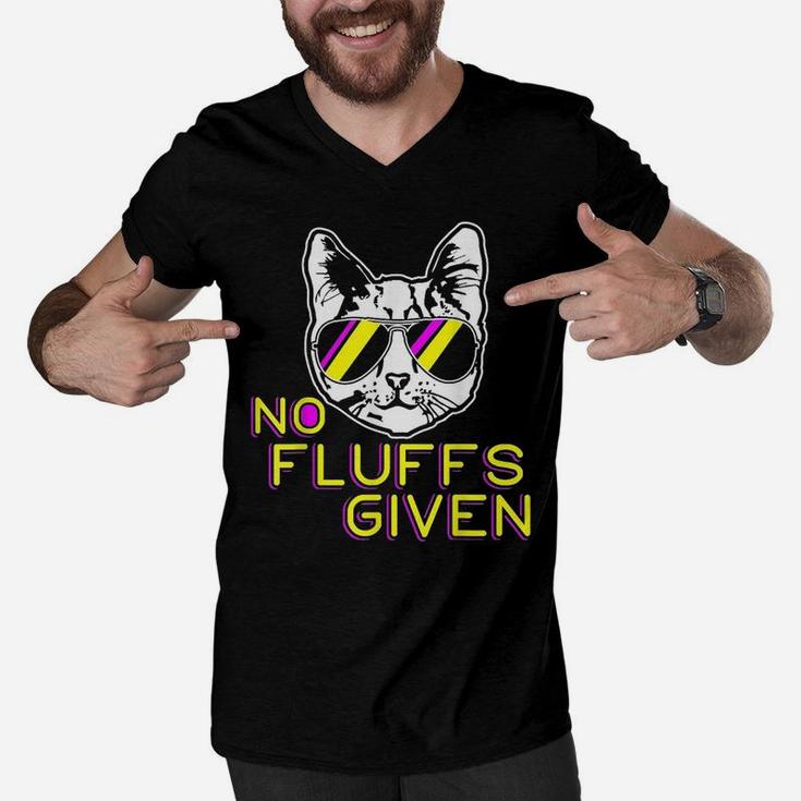 No Fluffs Given Funny Kitty Pet Lovers Cat Mom Dad Meow Men V-Neck Tshirt
