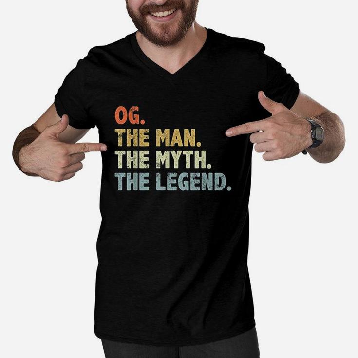 Og The Man Myth Legend Fathers Day Gift For Papa Grandpa Men V-Neck Tshirt