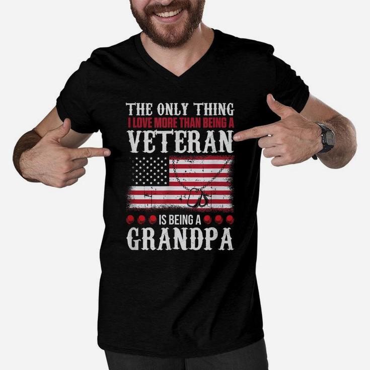Only Thing Love More Than Being Veteran Being Grandpa Shirt Men V-Neck Tshirt