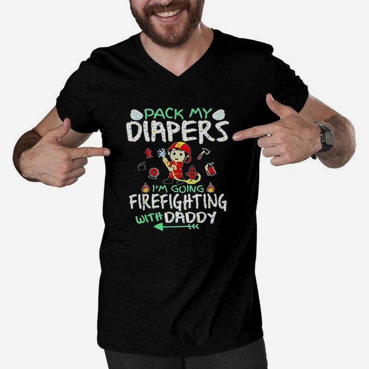 Pack My Diapers Im Going To Firefighting With Daddy Men V-Neck Tshirt