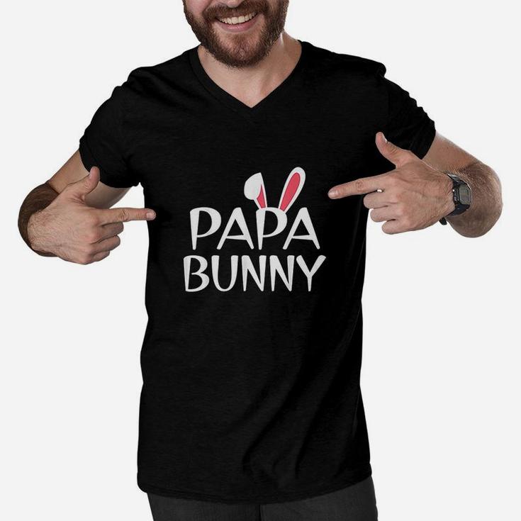 Papa Bunny Family Rabbit Matching Couple Daddy Easter Men V-Neck Tshirt
