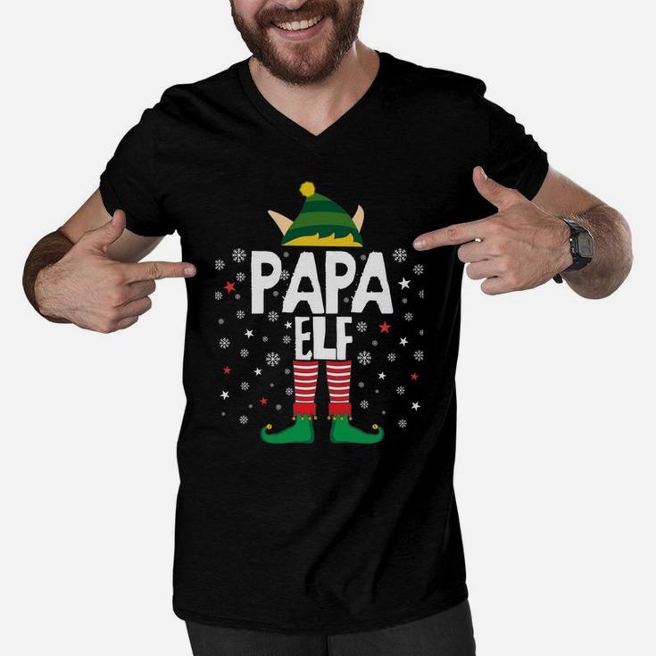 Papa Elf Funny Christmas Gifts For Dad Matching Pajama Party Sweatshirt Men V-Neck Tshirt
