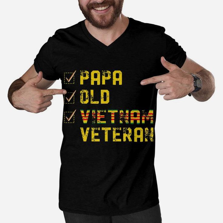 Papa Old Vietnam Veteran S Gifts For Father's Day Men V-Neck Tshirt