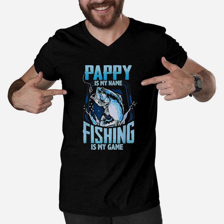 Pappy Is My Name Fishing Is My Game Fathers Day Men V-Neck Tshirt