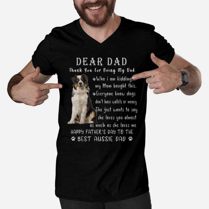 Pet Dog Australian Shepherd Lovers - Fathers Day Aussie Dad Men V-Neck Tshirt