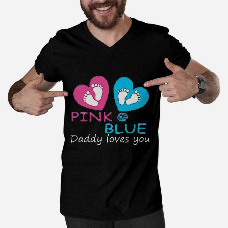 Pink Or Blue Daddy Loves You Men V-Neck Tshirt