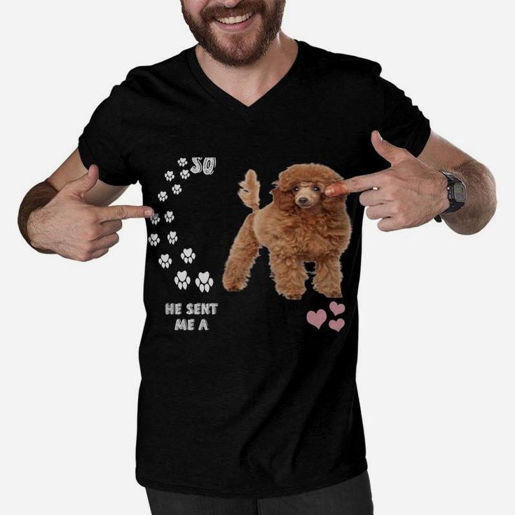 Poodle Dog Quote Mom Dad Lover Costume, Cute Red Toy Poodle Men V-Neck Tshirt