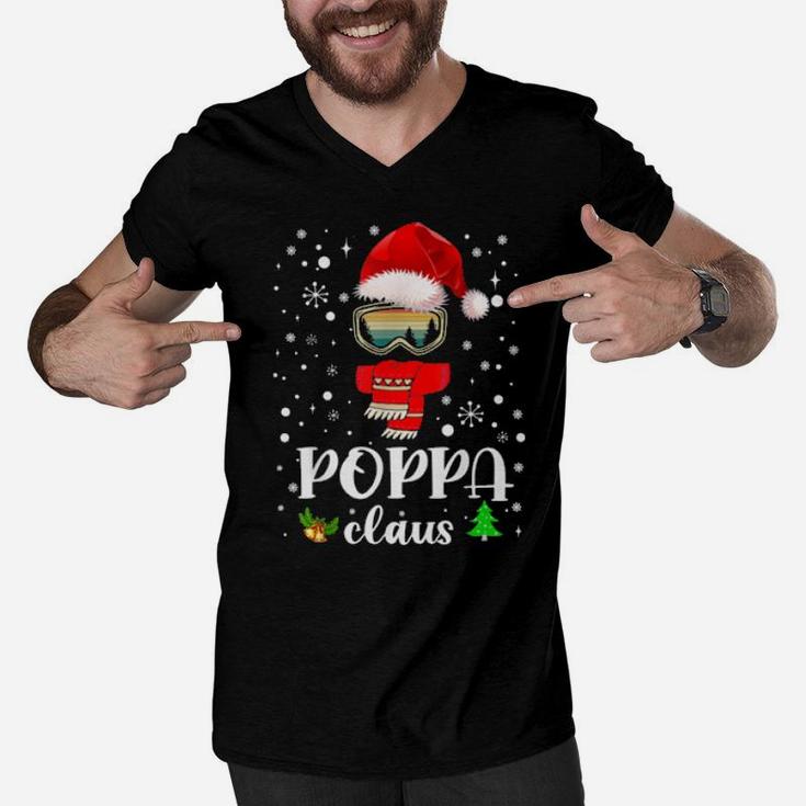 Poppa Claus Santa Claus Xmas For Dad Grandpa Men V-Neck Tshirt