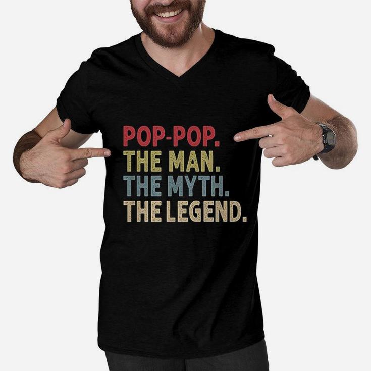 Poppop The Man The Myth The Legend Funny Gift For Grandpa Men V-Neck Tshirt