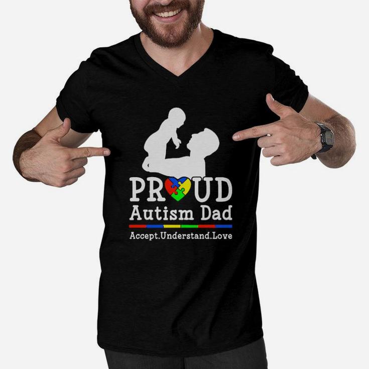 Proud Autism Dad Accept Understand Love Men V-Neck Tshirt