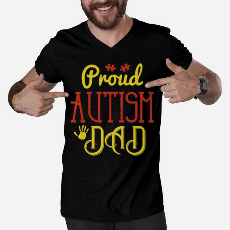 Proud Autism Dad Men V-Neck Tshirt