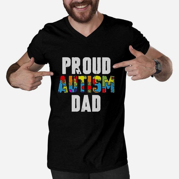 Proud Dad Awareness Dad Gifts For Him Men V-Neck Tshirt