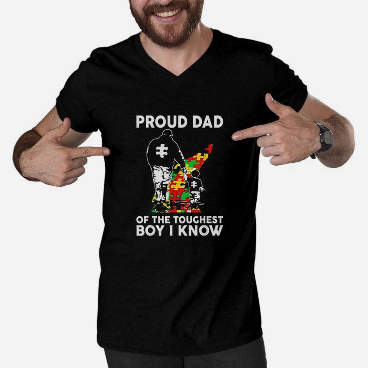 Proud Dad Of The Toughest Boy I Know Dad Support Men V-Neck Tshirt