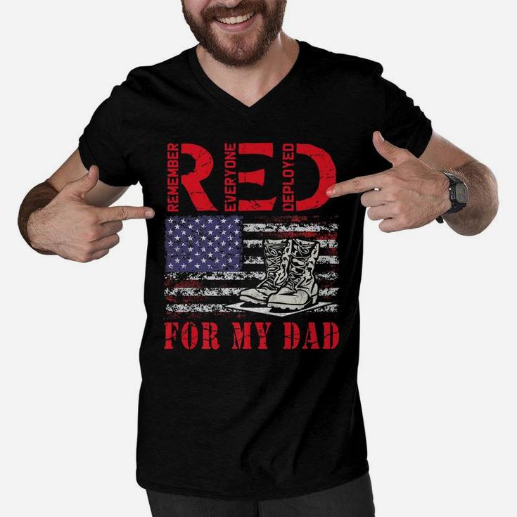 Red Friday Remember Everyone Deployed For My Dad Us Flag Men V-Neck Tshirt