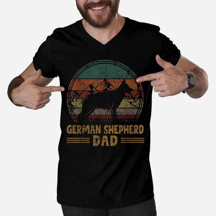 Retro Dog Dad Fathers Day Best German Shepherd Dad Ever Men V-Neck Tshirt