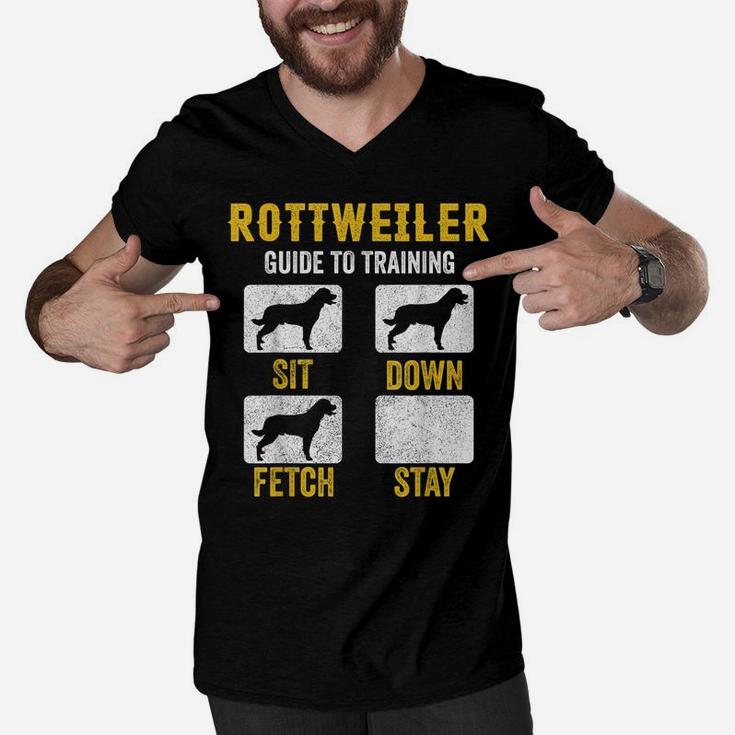 Rottweiler Guide To Training Shirts, Dog Mom Dad Lover Owner Men V-Neck Tshirt