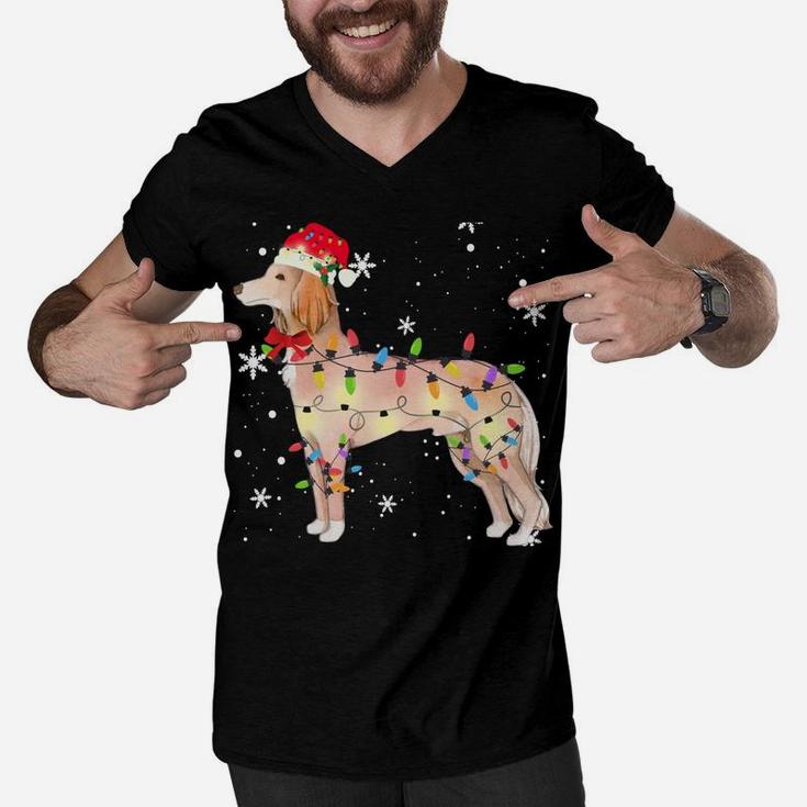 Saluki Dog Christmas Light Xmas Mom Dad Gifts Men V-Neck Tshirt
