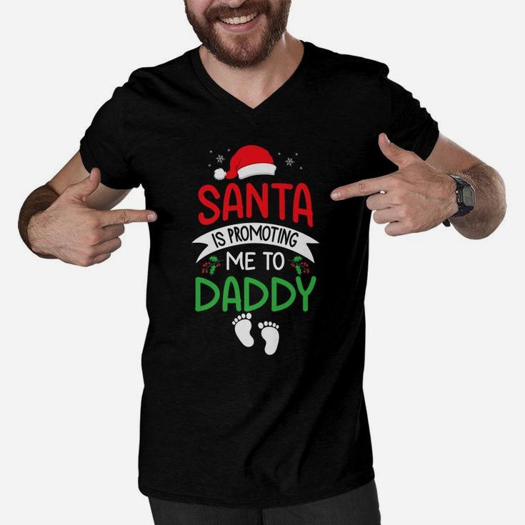 Santa Is Promoting Me To Daddy Christmas Baby Announcement Men V-Neck Tshirt
