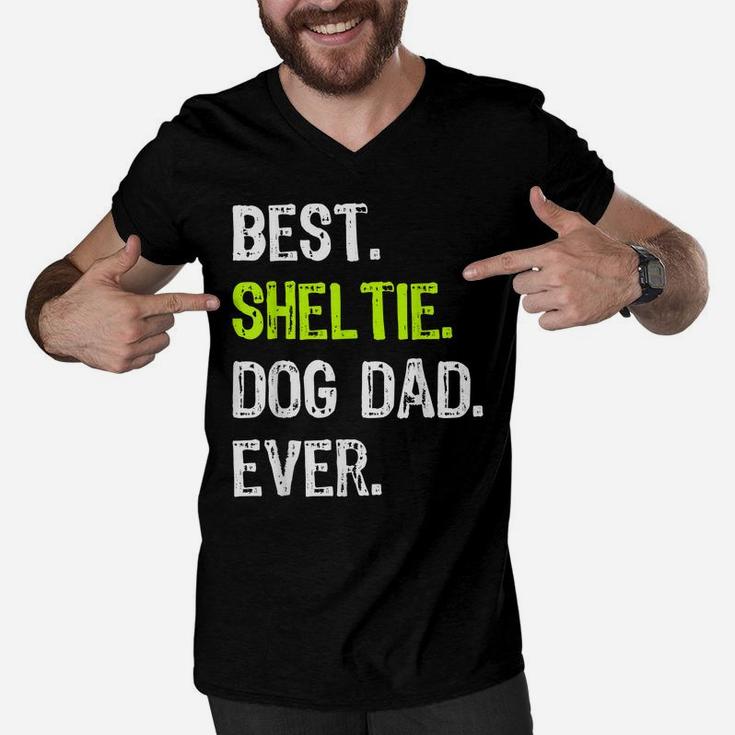 Sheltie Dog Dad Fathers Day Dog Lovers Men V-Neck Tshirt
