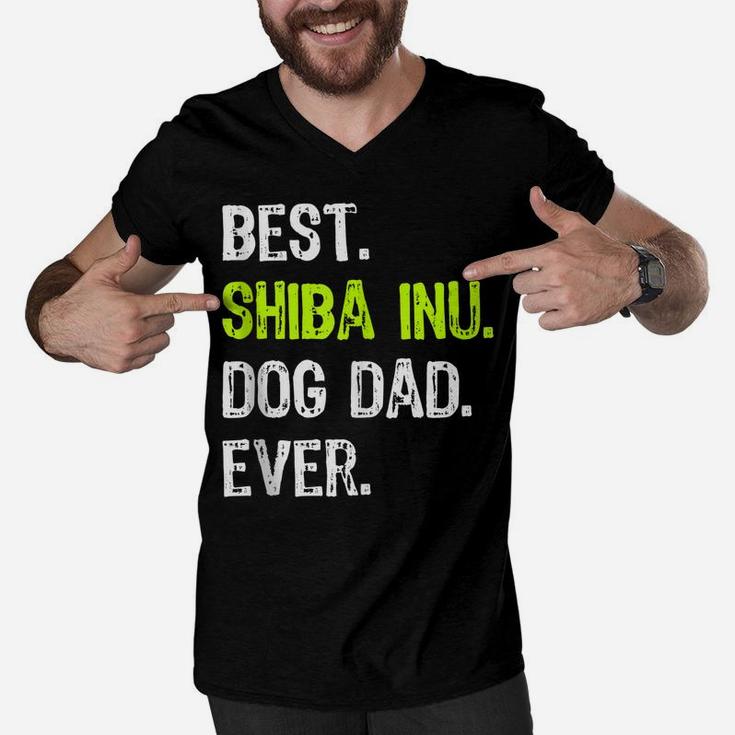 Shiba Inu Dog Dad Fathers Day Dog Lovers Men V-Neck Tshirt