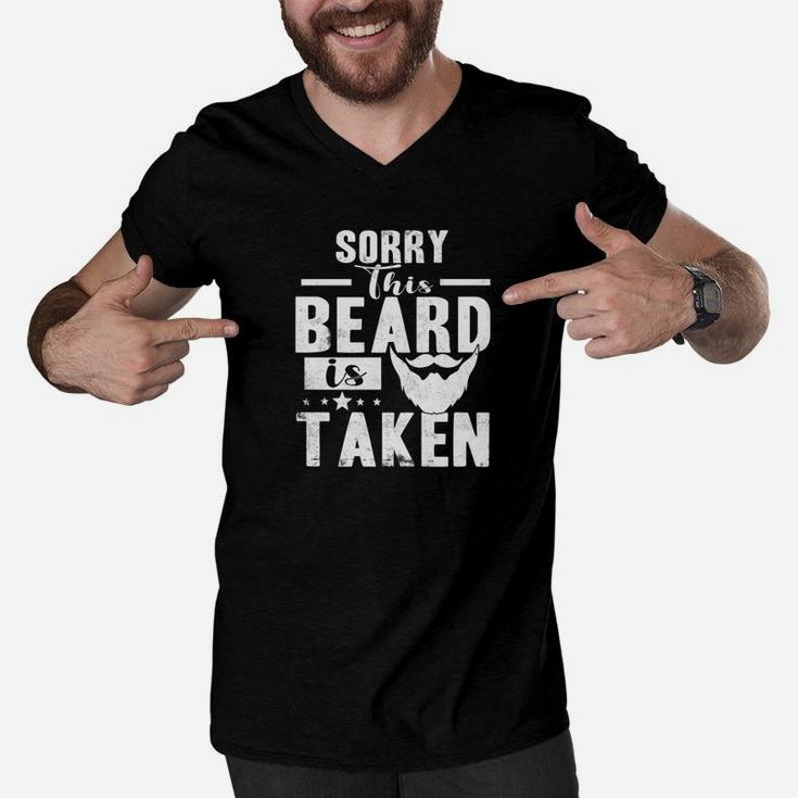 Sorry This Beard Is Taken Valentines Day Gift For Him Men V-Neck Tshirt