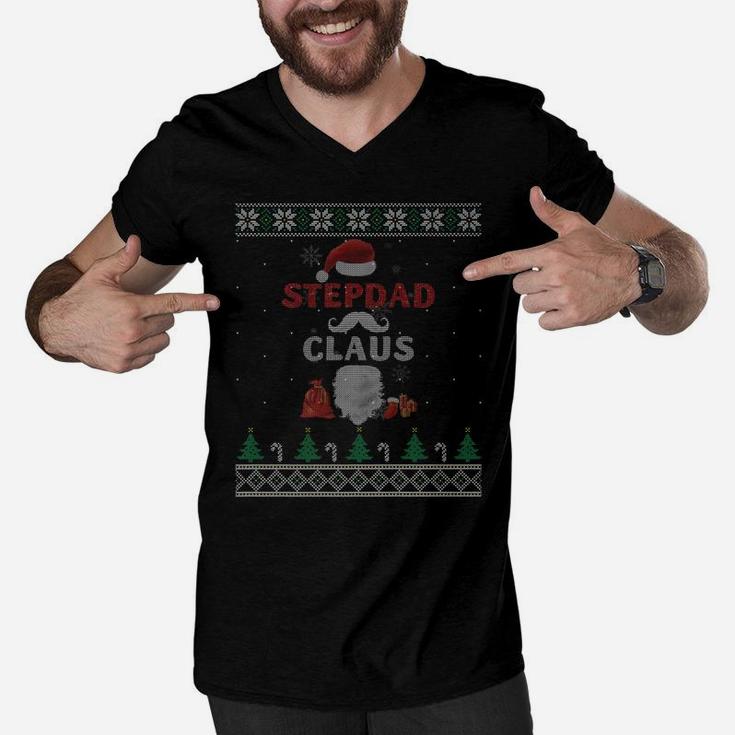 Stepdad Claus Matching Family Christmas Santa Gift Men V-Neck Tshirt