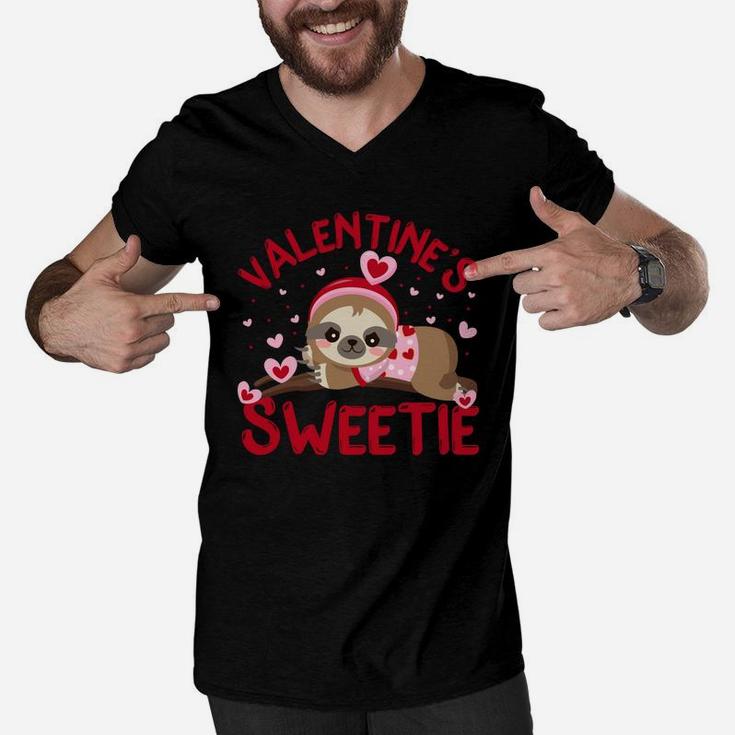 Sweetie Valentines Day Cute Sloth Valentine Gift Happy Valentines Day Men V-Neck Tshirt