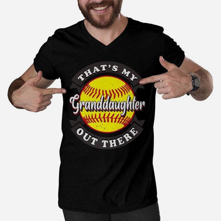 That's My Granddaughter Out There Softball Grandma Grandpa Men V-Neck Tshirt