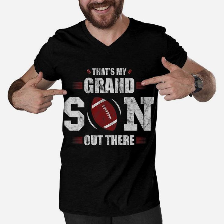 That's My Grandson Out There Football Gift Grandma Grandpa Men V-Neck Tshirt