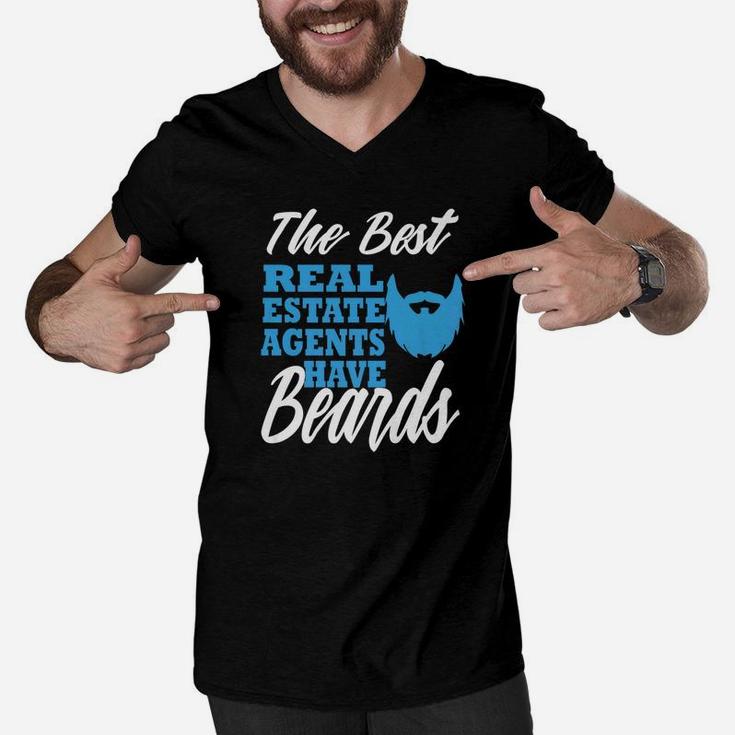 The Best Real Estate Agents Have Beard Funny Realtor Gift Men V-Neck Tshirt