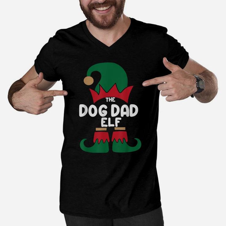 The Dog Dad Elf Christmas Shirts Matching Family Group Party Men V-Neck Tshirt