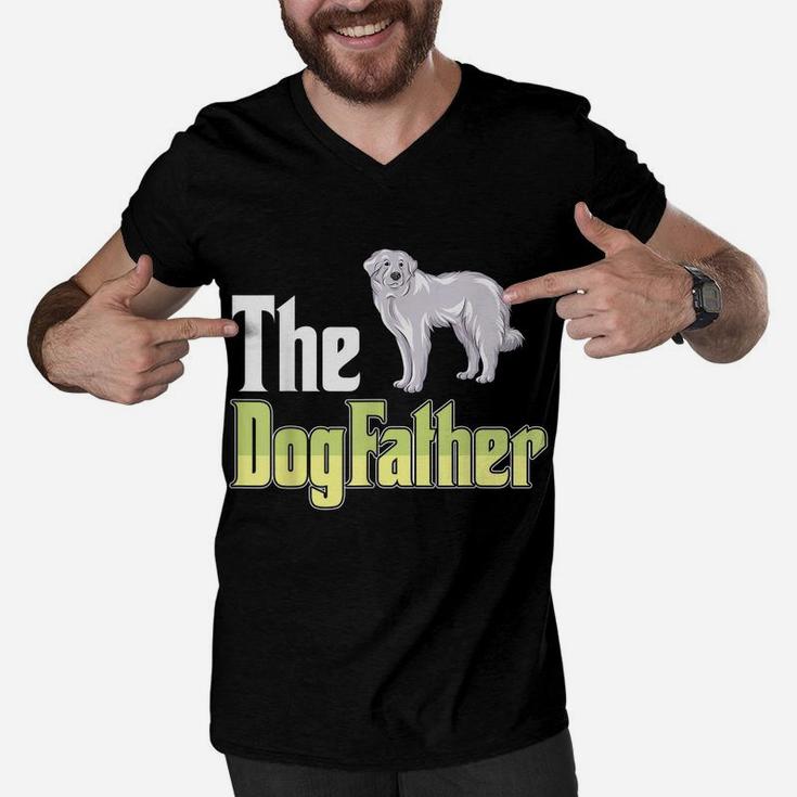 The Dogfather Great Pyrenees Funny Dog Owner Father’ Day Men V-Neck Tshirt