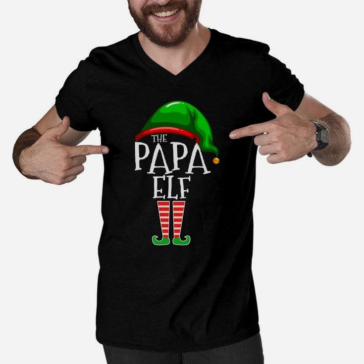 The Papa Elf Family Matching Group Christmas Gift Grandpa Men V-Neck Tshirt