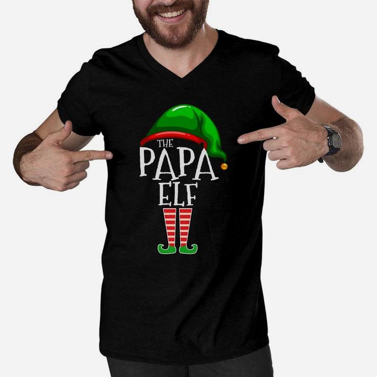 The Papa Elf Family Matching Group Christmas Gift Grandpa Sweatshirt Men V-Neck Tshirt