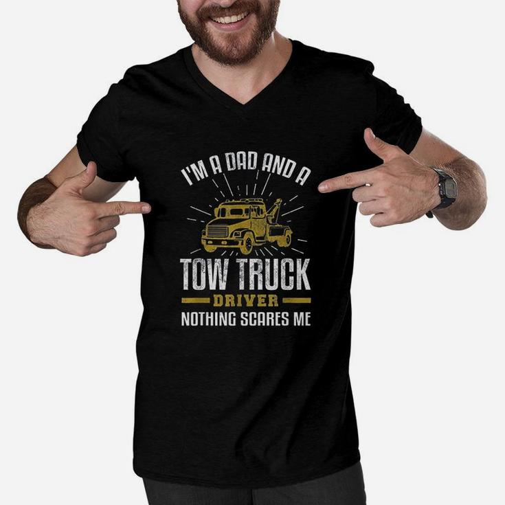 Tow Truck Driver Dad  Funny Tow Truck Father Men V-Neck Tshirt