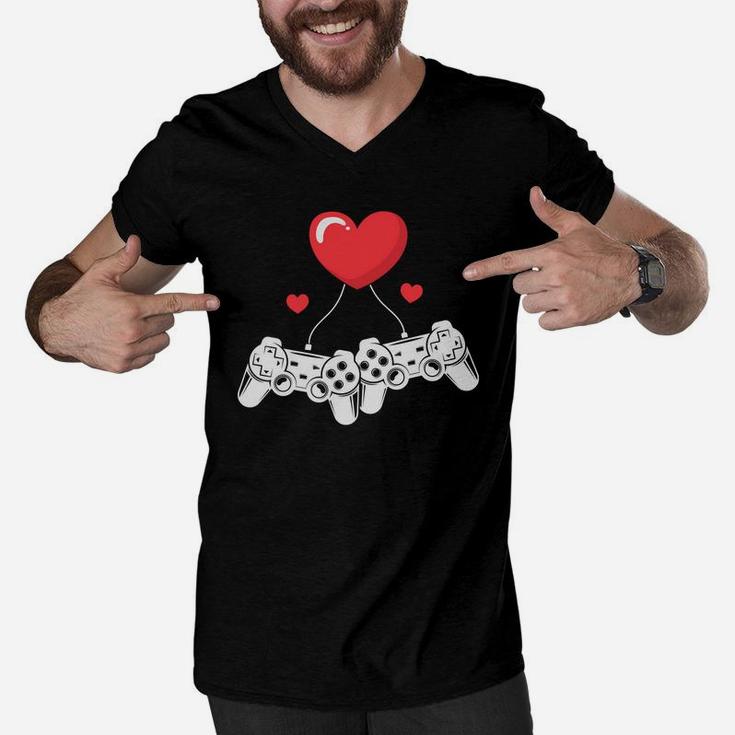 Video Game Lover Gift For Valentine Happy Valentines Day Men V-Neck Tshirt
