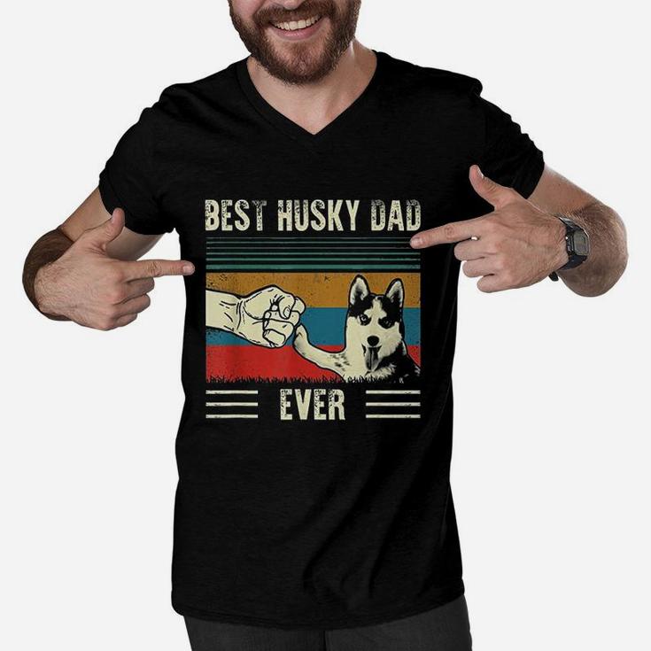 Vintage Best Dog Dad Ever Men V-Neck Tshirt